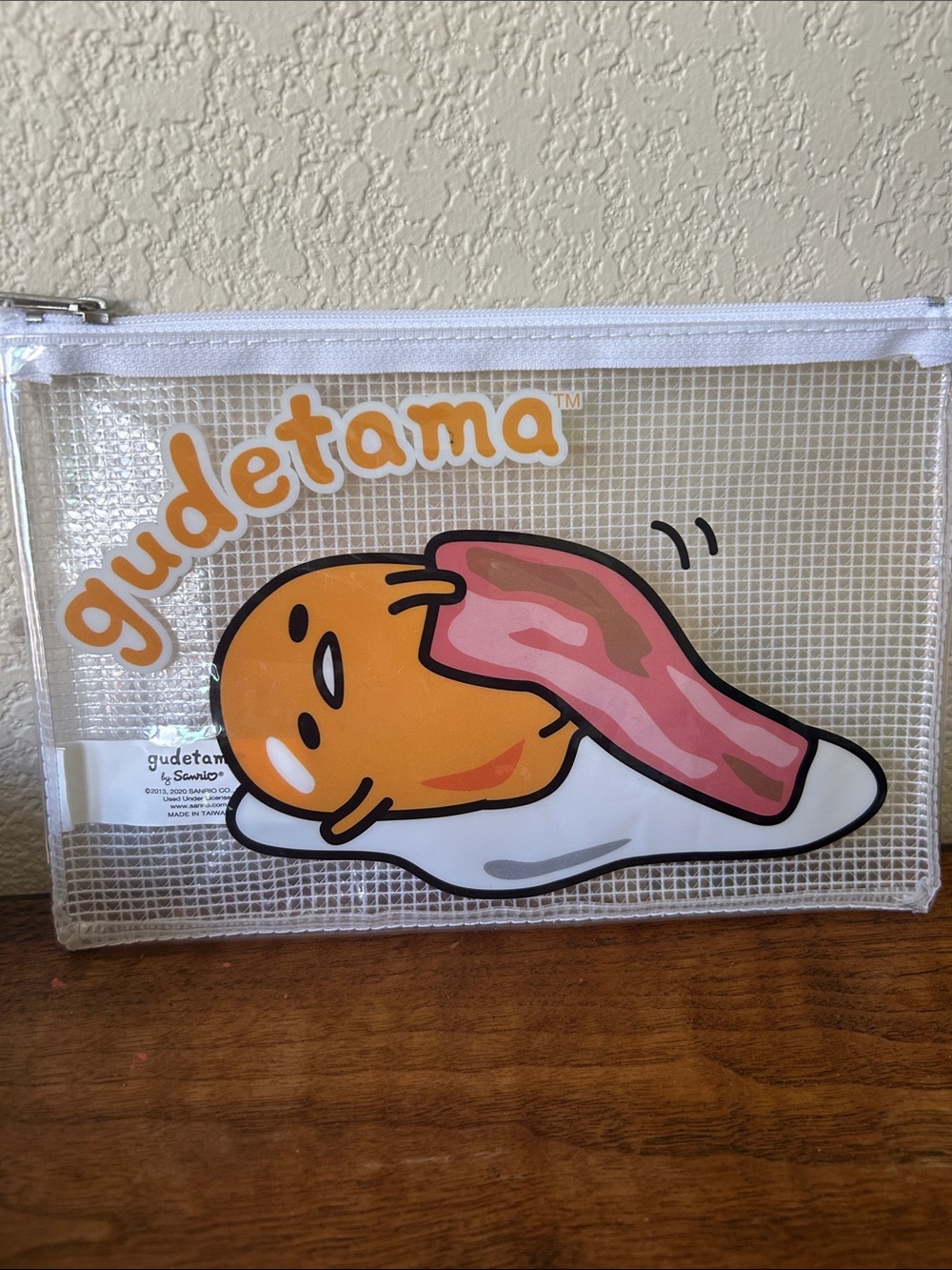 Gudetama 2020 Clear Vinyl Pouch with Bacon Graphic